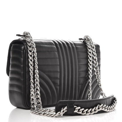 Prada Soft Calfskin Impunture Diagramme Medium Chain Flap Shoulder Bag Black 3 of 8