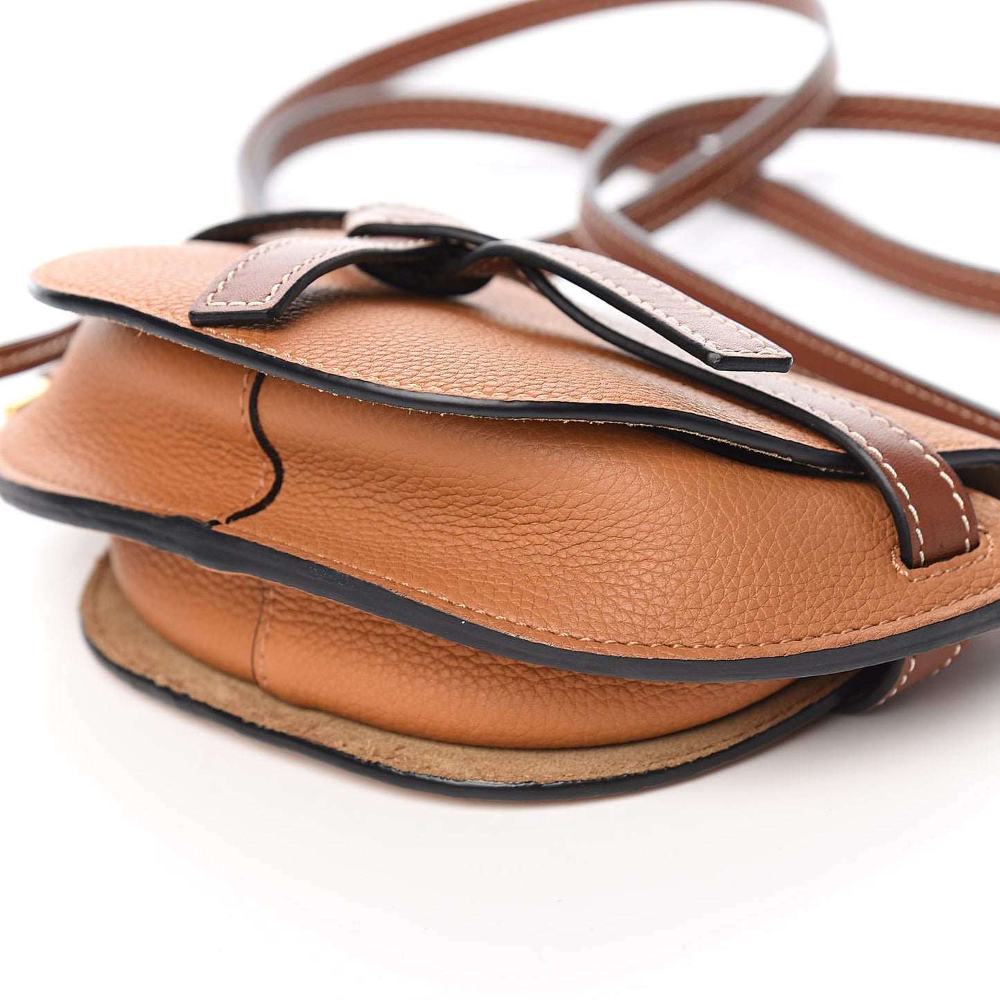 Grained Calfskin Mini Gate Crossbody Bag Caramel Pecan