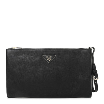 Prada Vitello Daino Clutch Black 1 of 8