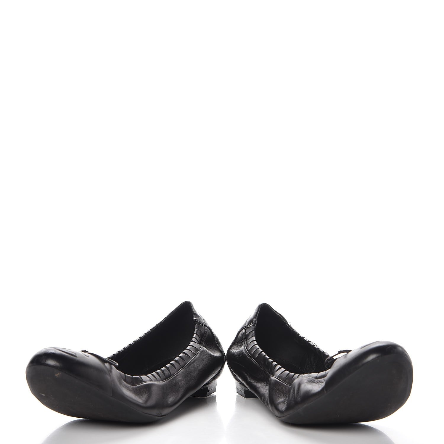Chanel Lambskin CC Elastic Cap Toe Ballerina Flats 38 Black 5 of 12