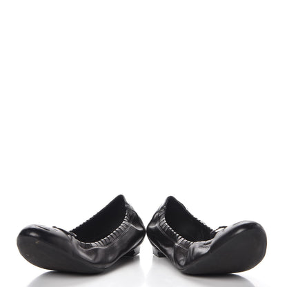 Chanel Lambskin CC Elastic Cap Toe Ballerina Flats 38 Black 5 of 12