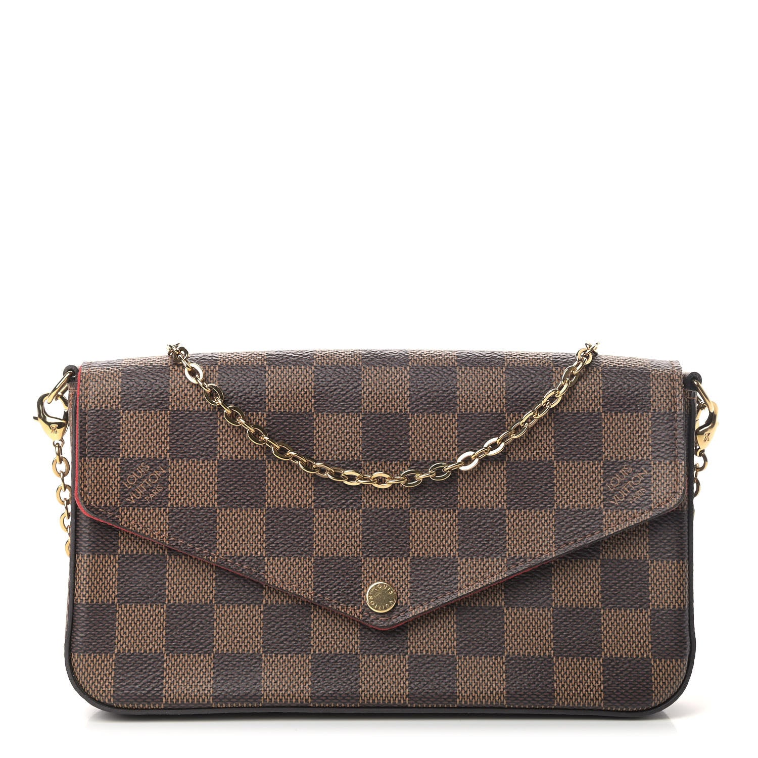 Louis Vuitton Damier Ebene Pochette Felicie Chain Wallet 1 of 4
