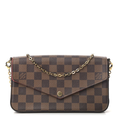 Louis Vuitton Damier Ebene Pochette Felicie Chain Wallet 1 of 4
