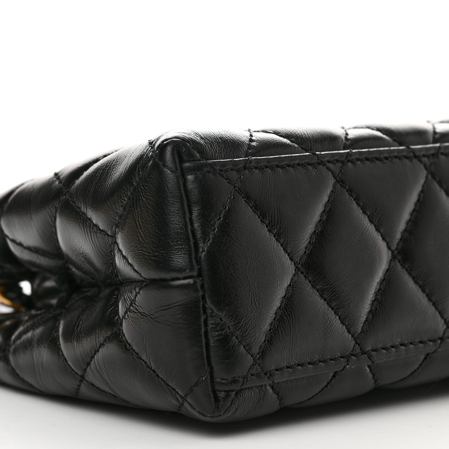 Chanel Shiny Aged Calfskin Quilted Nano Kelly Shopper Black 9 of 11