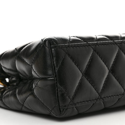 Chanel Shiny Aged Calfskin Quilted Nano Kelly Shopper Black 9 of 11