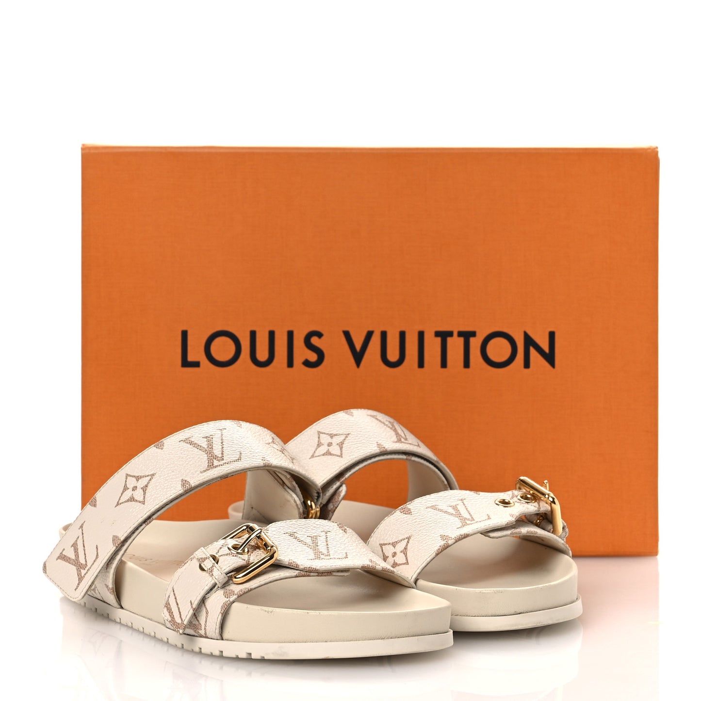 Monogram Bom Dia Flat Comfort Mule 38 Beige