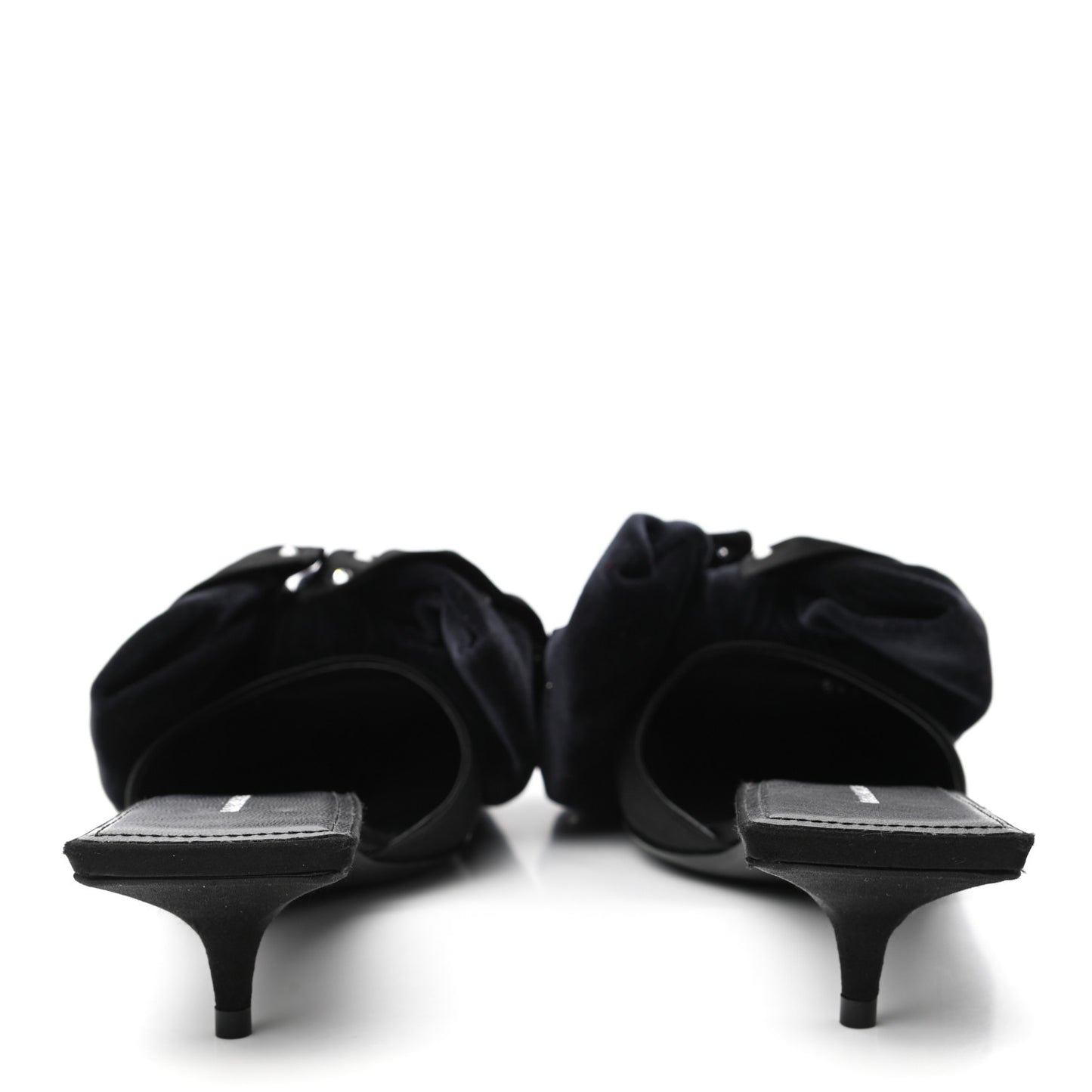 Velvet Crystal Bow Mules 37 Black