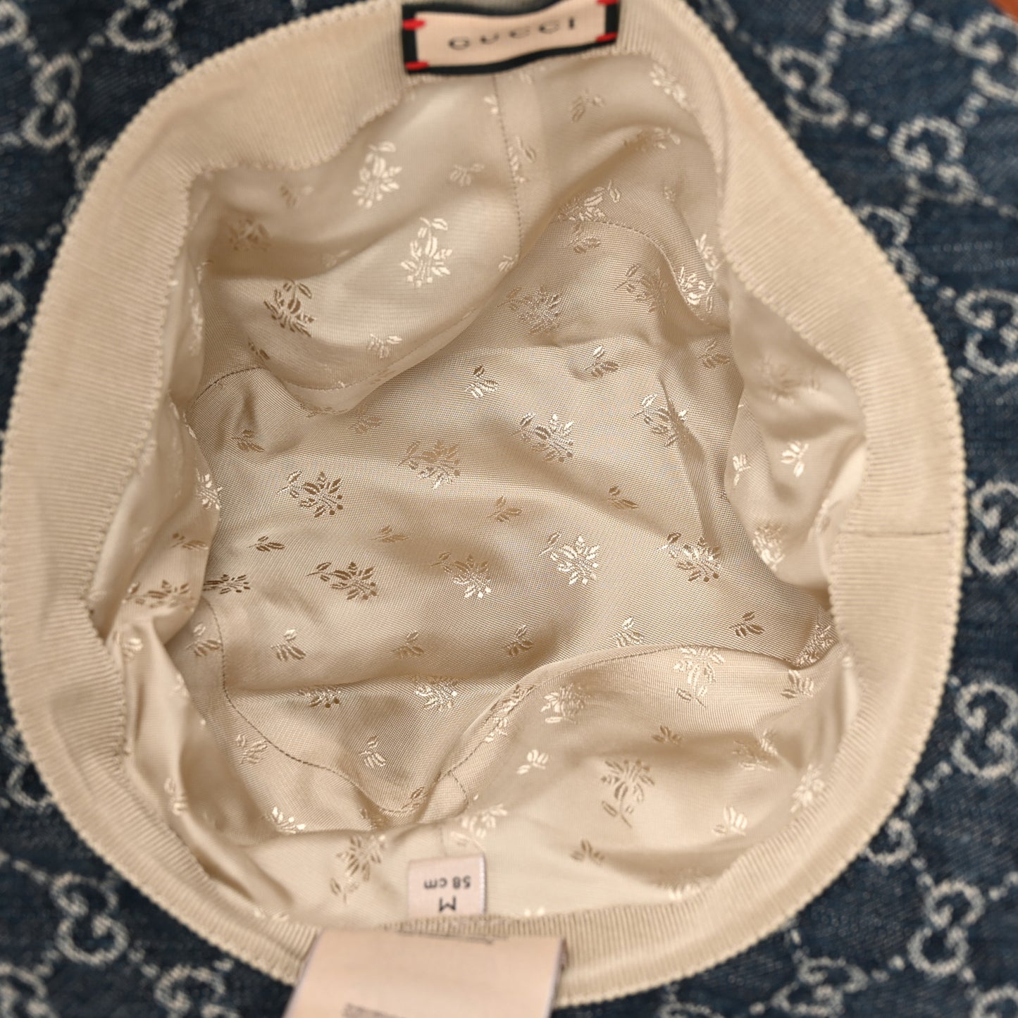 Washed Jacquard Denim Nappa GG Monogram Oscar Bucket Hat M Denim Cuir
