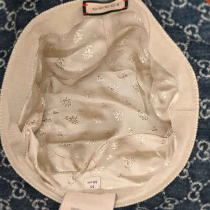 Gucci Washed Jacquard Denim Nappa GG Monogram Oscar Bucket Hat M Denim Cuir 5 of 9
