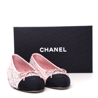 Chanel Tweed Cap Toe Ballerina Flats 40 Pink Black 11 of 11