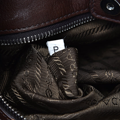 Prada Soft Calf Pleated Two Pocket Hobo Bruciato 6 of 19