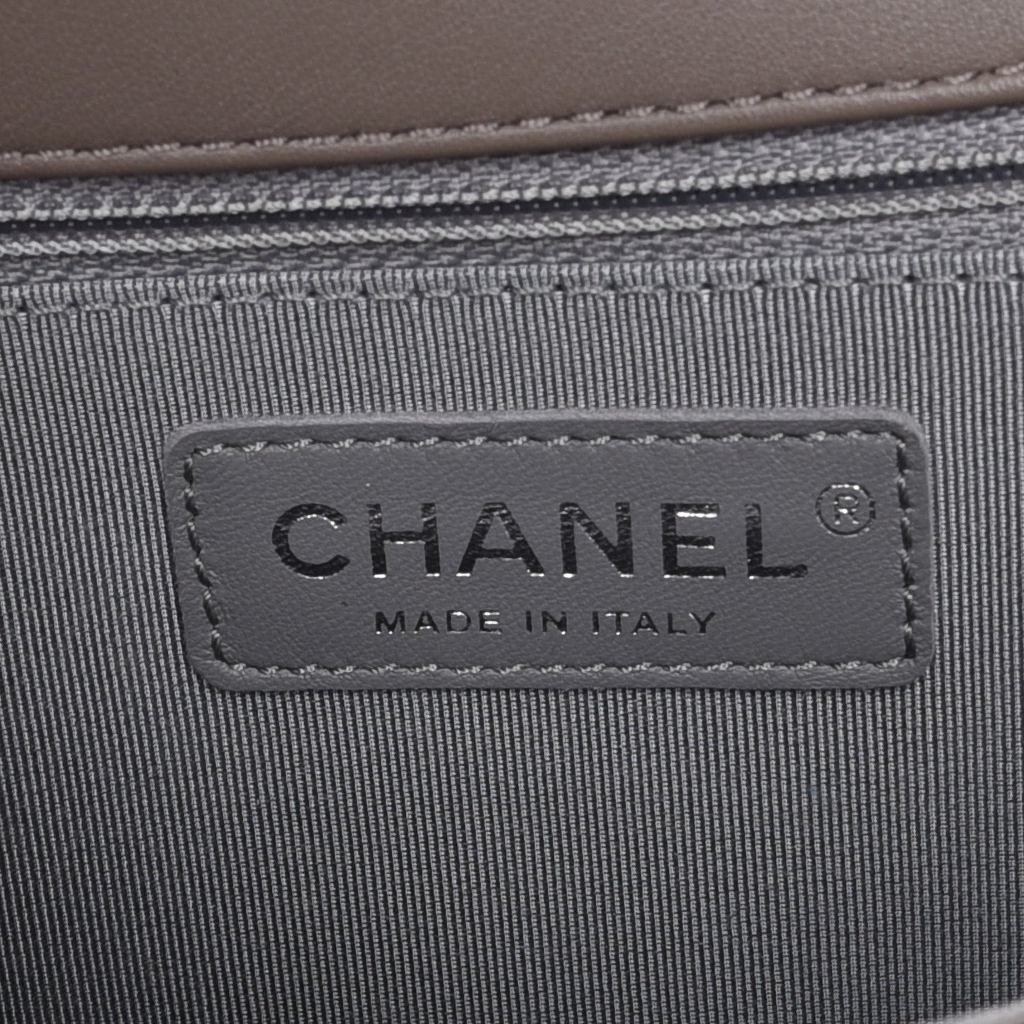 Calfskin Chevron New Medium Boy Flap Grey