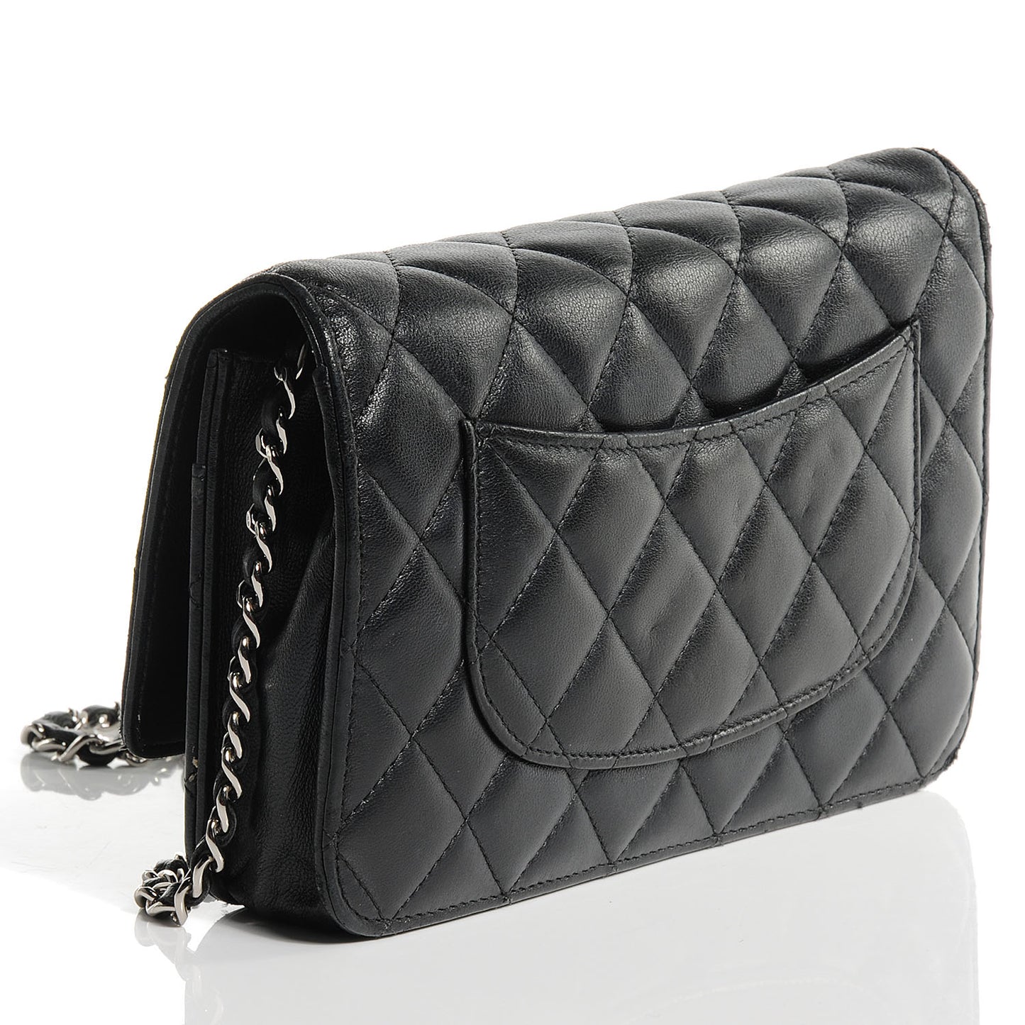 Lambskin Quilted Wallet On Chain WOC Black