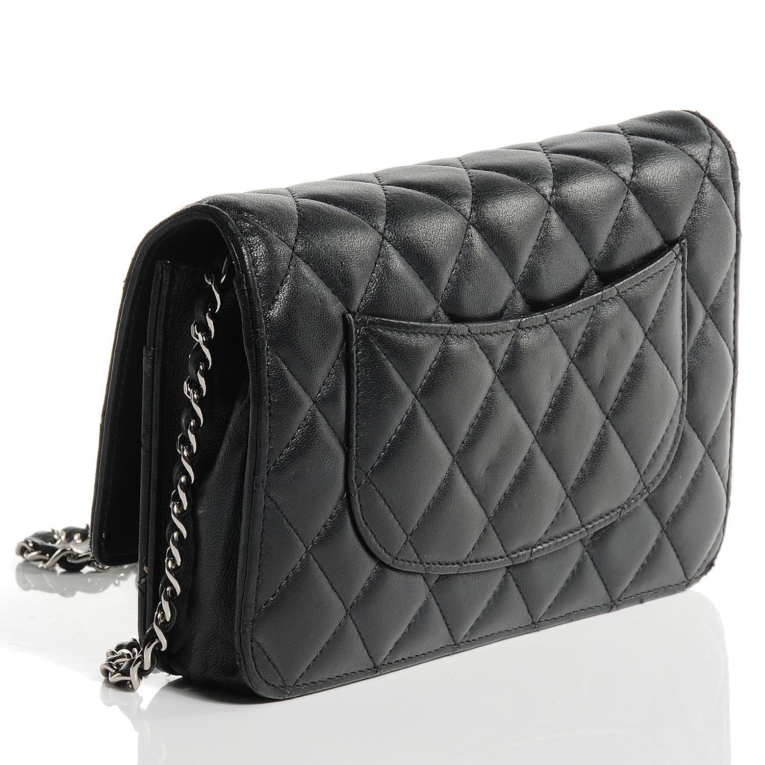 Chanel Lambskin Quilted Wallet On Chain WOC Black 3 of 8