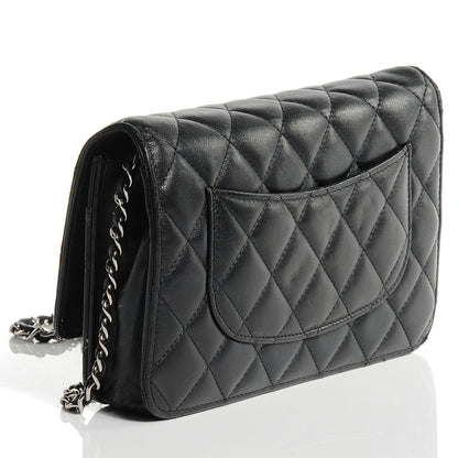 Chanel Lambskin Quilted Wallet On Chain WOC Black 3 of 8