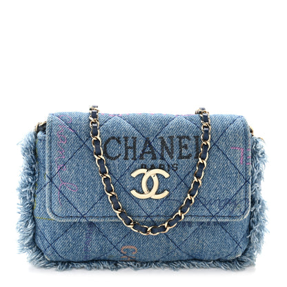 Chanel Denim Quilted Denim Mood Clutch With Chain Blue Multicolor 1 of 11