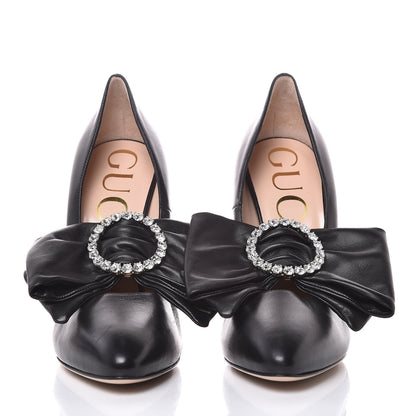 Gucci Nappa Removable Bow Elaisa Platform High Heel Pumps 36.5 Black 3 of 12