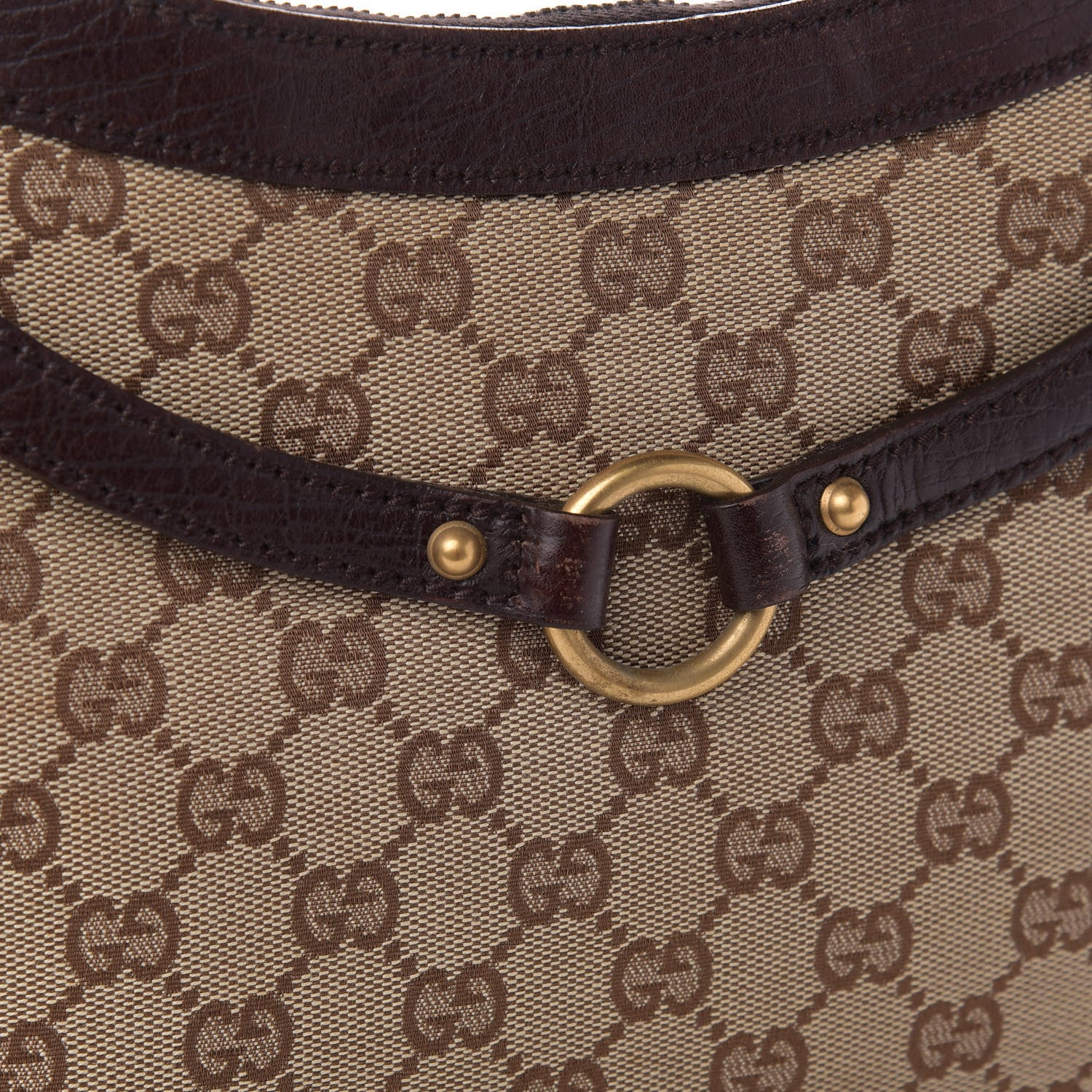 Gucci Monogram Horsebit Hobo Brown 14 of 17