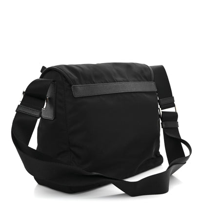 Prada Nylon Vela Saffiano Single Buckle Messenger Shoulder Bag Black 3 of 12
