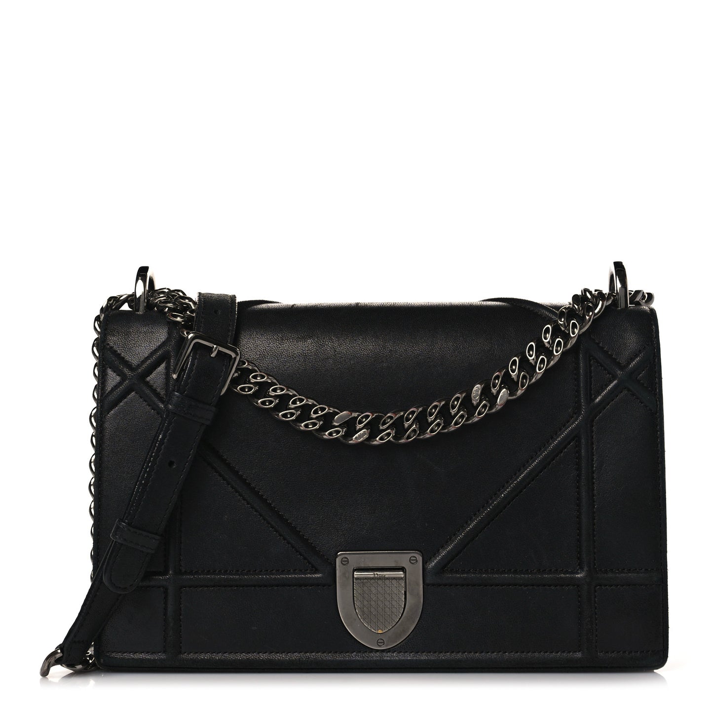 Lambskin Medium Diorama Flap Bag Black