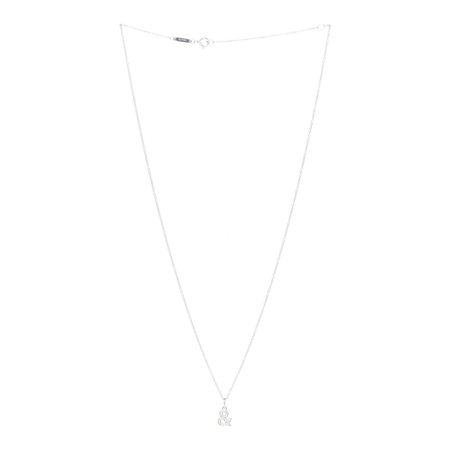 Tiffany 18K White Gold Diamond Small Ampersand Pendant Necklace 3 of 6