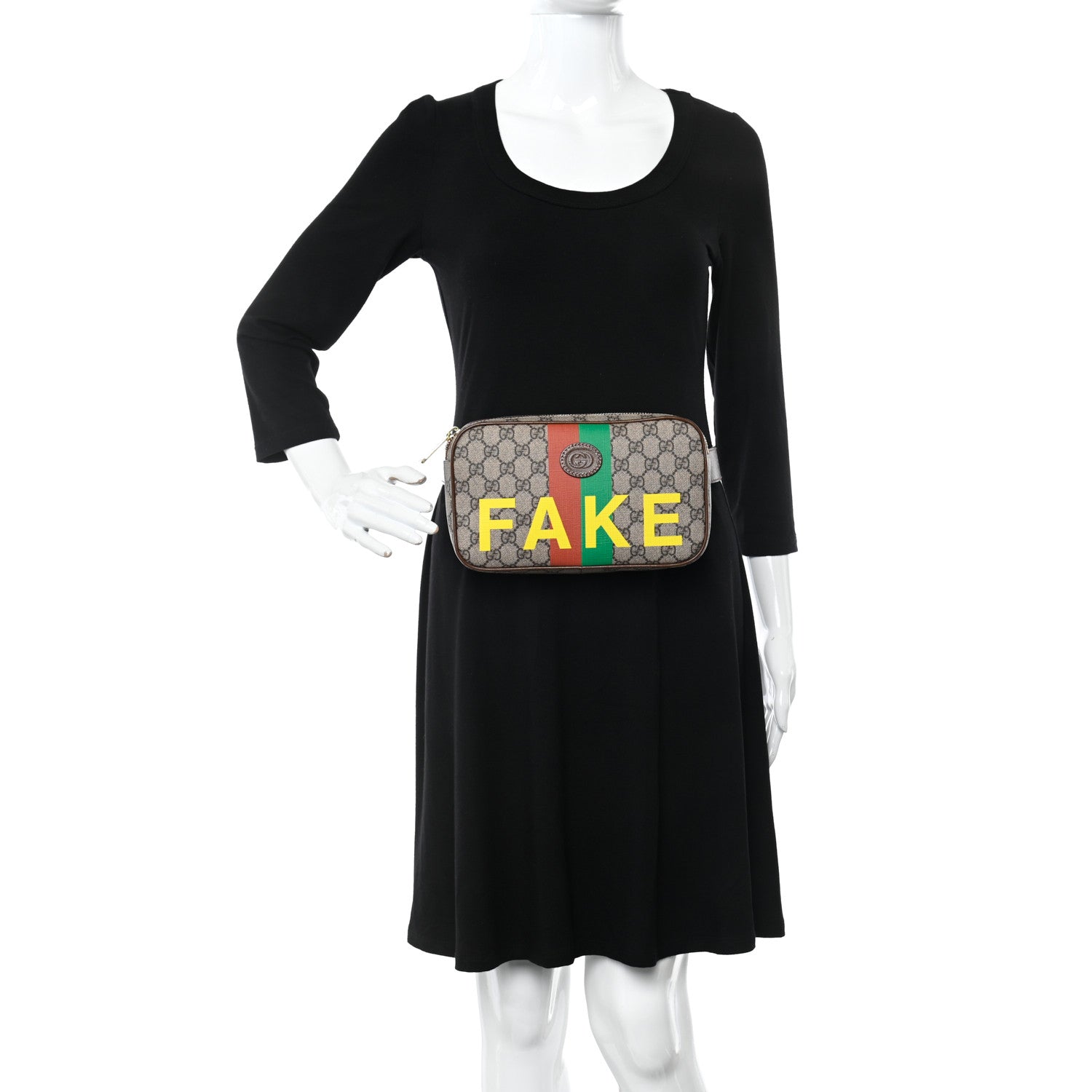 Gucci GG Supreme Monogram Azalea Calfskin Fake/Not Small Retro Interlocking G Belt Bag 80 32 Beige Ebony Brown Sugar 2 of 12