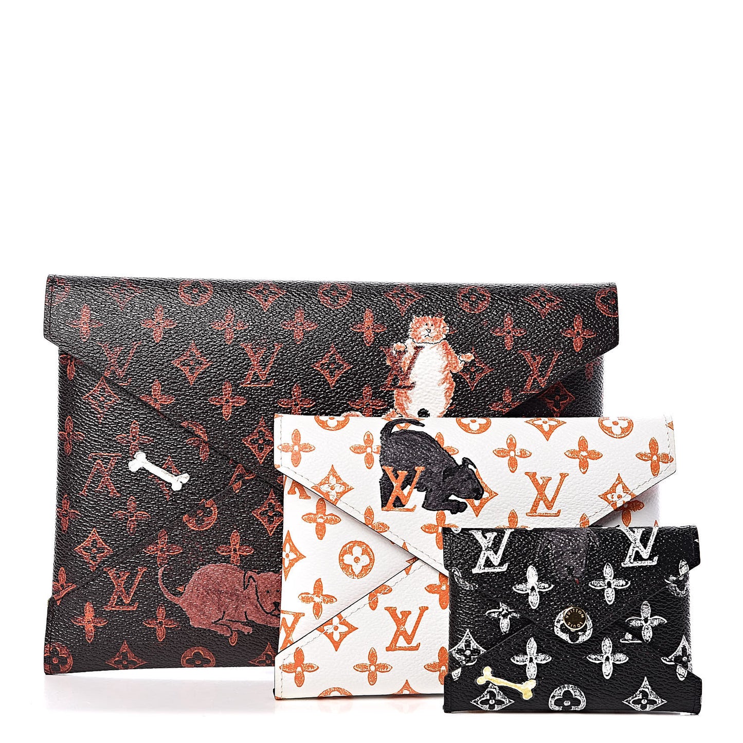 Catogram Kirigami Pochette Set Marron White Black