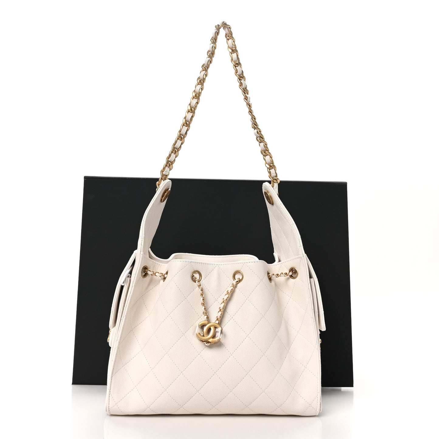 Caviar Quilted Small Chanel 25 Handbag White