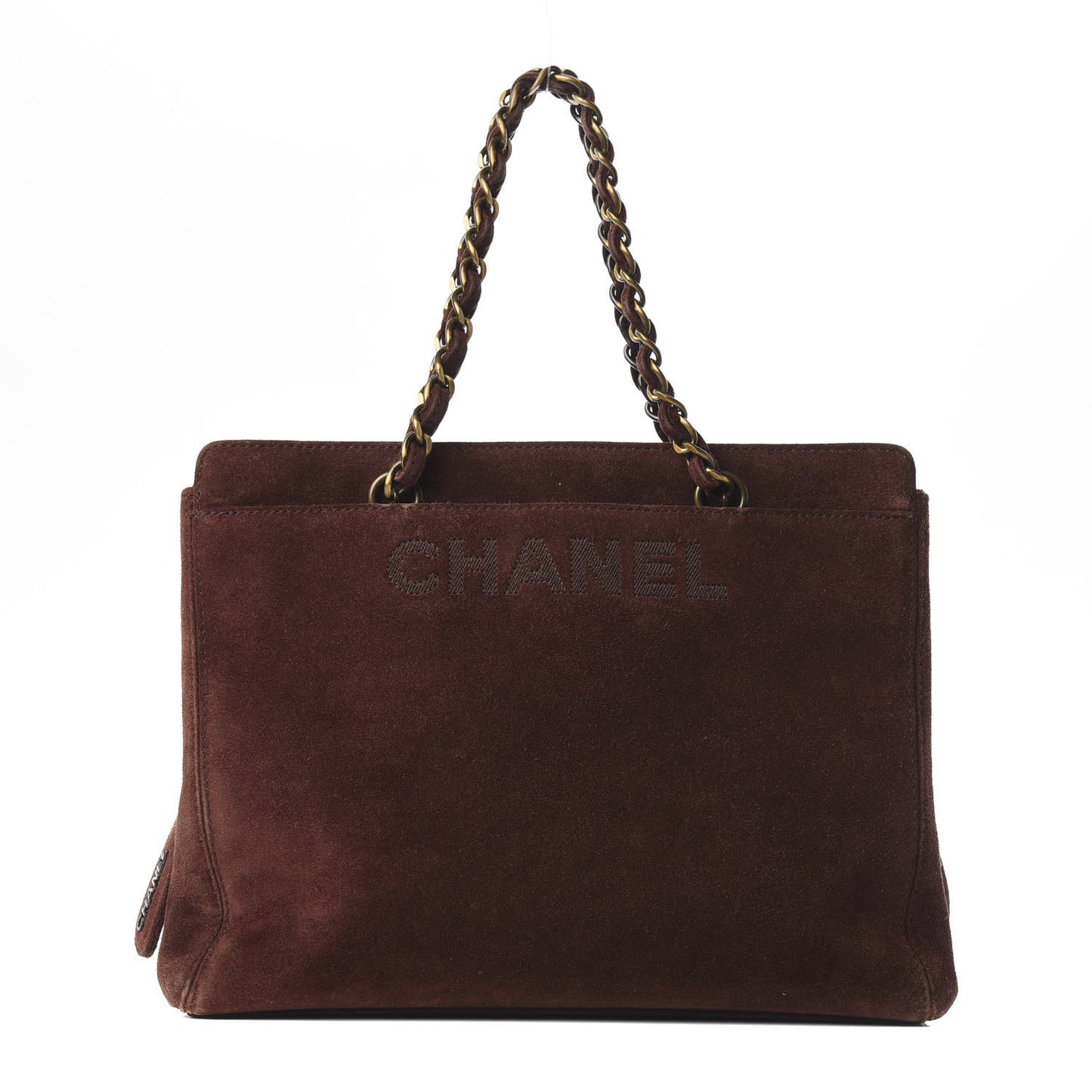 Suede Logo Tote Brown