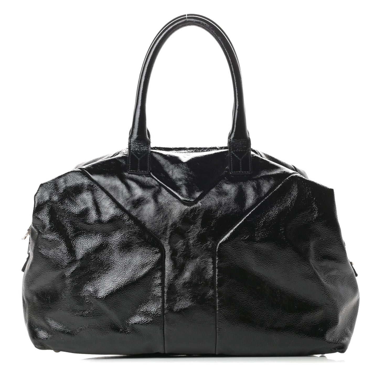 Textured Patent Medium Easy Y Bag Black