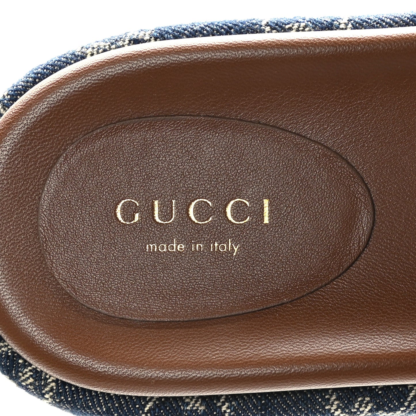 New Denim GG Monogram Angelina Platform 55mm Slide Sandals 36.5 Blue Tea