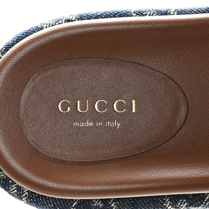 Gucci New Denim GG Monogram Angelina Platform 55mm Slide Sandals 36.5 Blue Tea 7 of 9