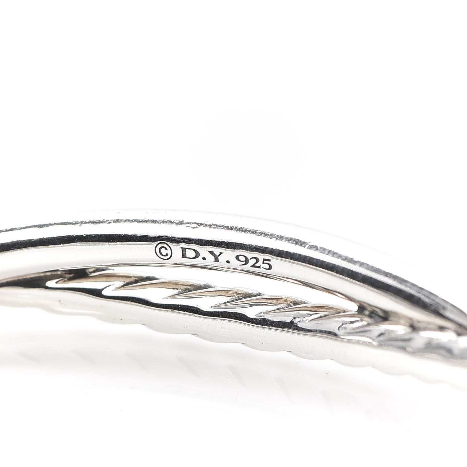 David Yurman Sterling Silver Diamond Continuance Bangle Bracelet 4 of 5
