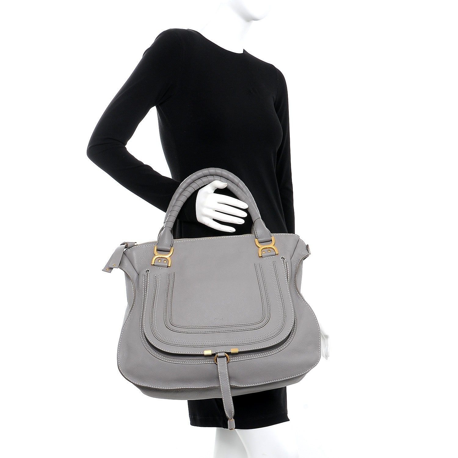 Chloe Calfskin Large Marcie Satchel Cashmere Grey 2 of 8