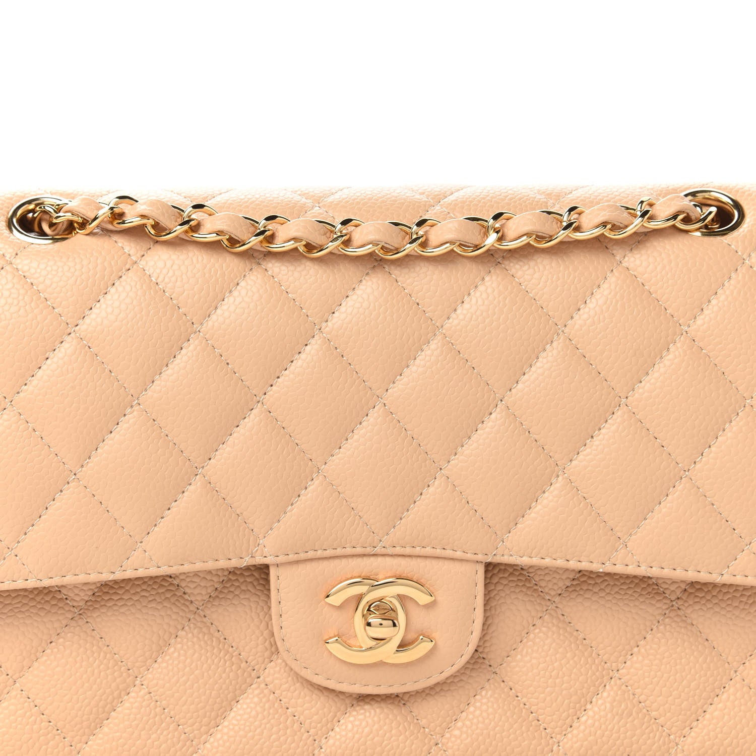 Chanel Caviar Quilted Medium Double Flap Beige Clair 11 of 12
