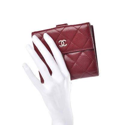 Chanel Caviar Quilted Compact French Flap Wallet Burgundy 2 of 10
