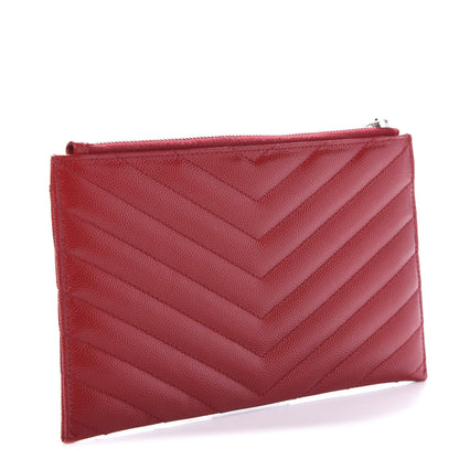 Saint Laurent Grain De Poudre Chevron Monogram Bill Pouch Rouge Eros 3 of 10