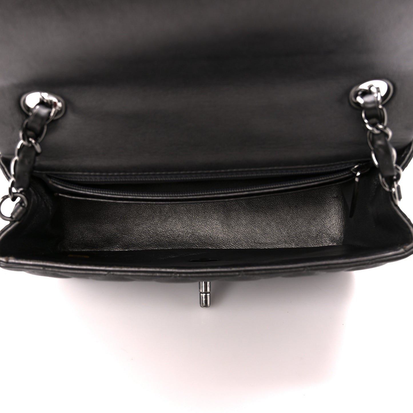 Metallic Calfskin Quilted Mini Rectangular Flap Grey