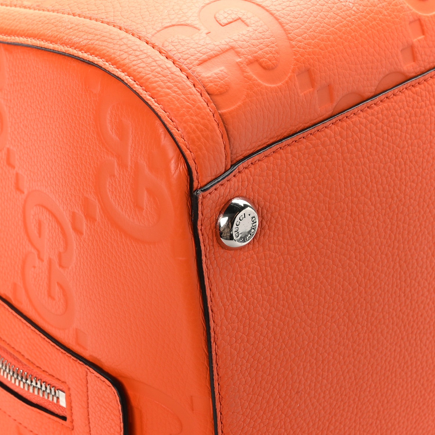 Gucci Piuma Calfskin Jumbo GG Embossed Large Duffle Bag Good Orange 7 of 10