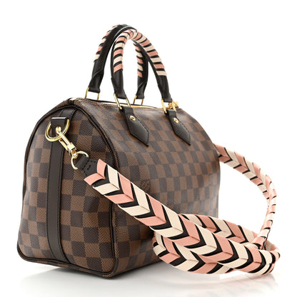 Louis Vuitton Damier Ebene Braided Speedy Bandouliere 25 Pink 3 of 9
