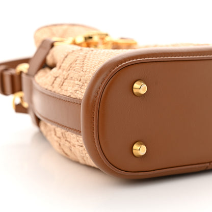 Christian Dior Raffia Calfskin Cannage Small C'est Dior Cannage Bucket Bag Natural 9 of 10