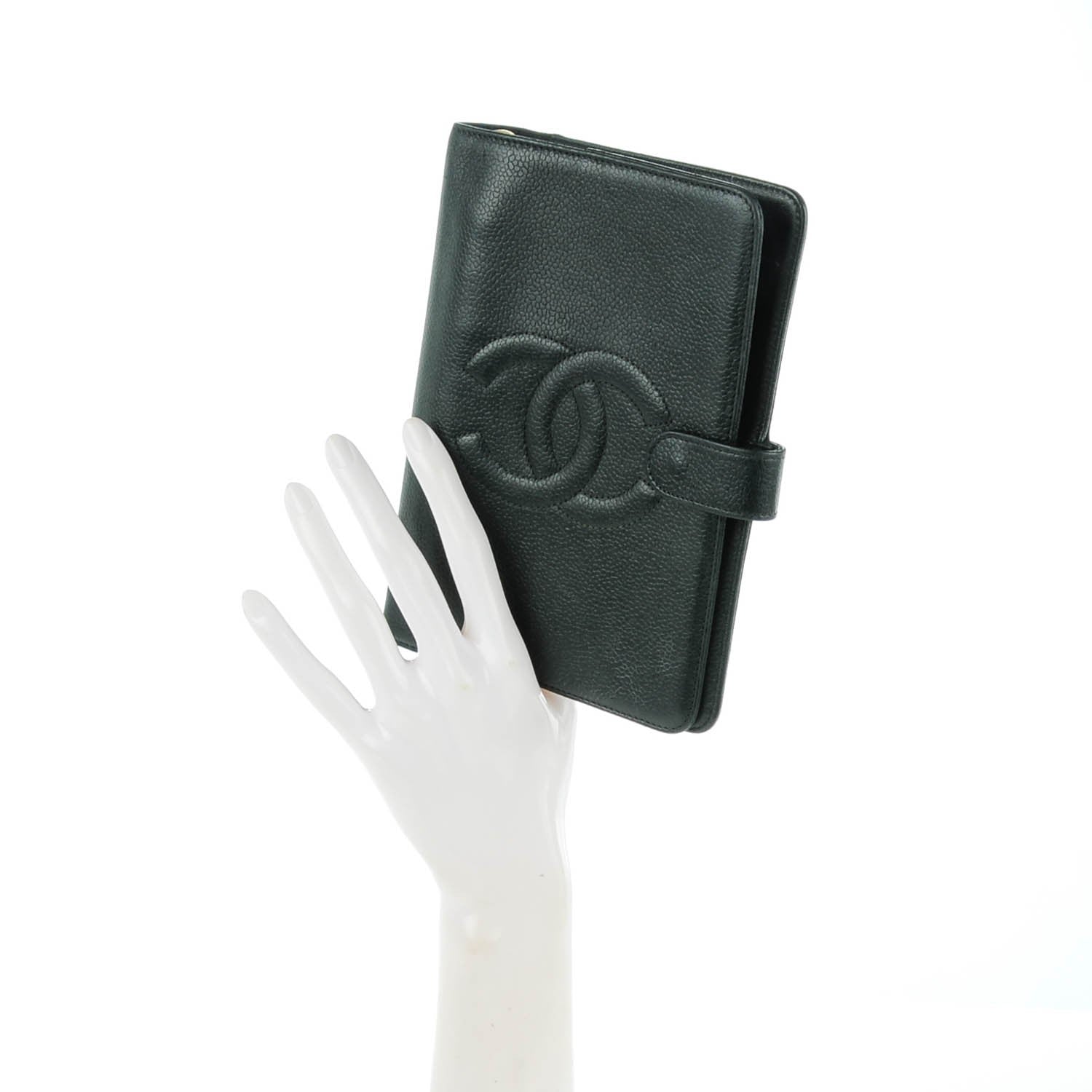 Chanel Caviar CC Small Ring Agenda Planner Dark Green 2 of 8