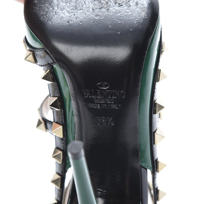 Valentino Garavani Patent Rockstud Ankle Strap Pumps 36.5 Smeraldo Black 7 of 9