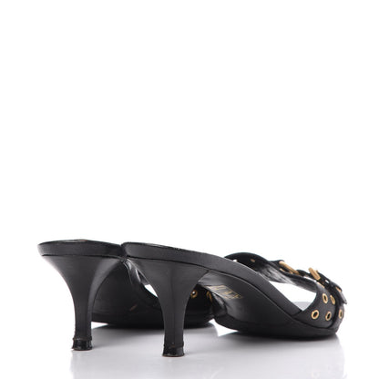 Gucci Calfskin Grommet Buckle Slide Sandal 7.5 Black 4 of 18