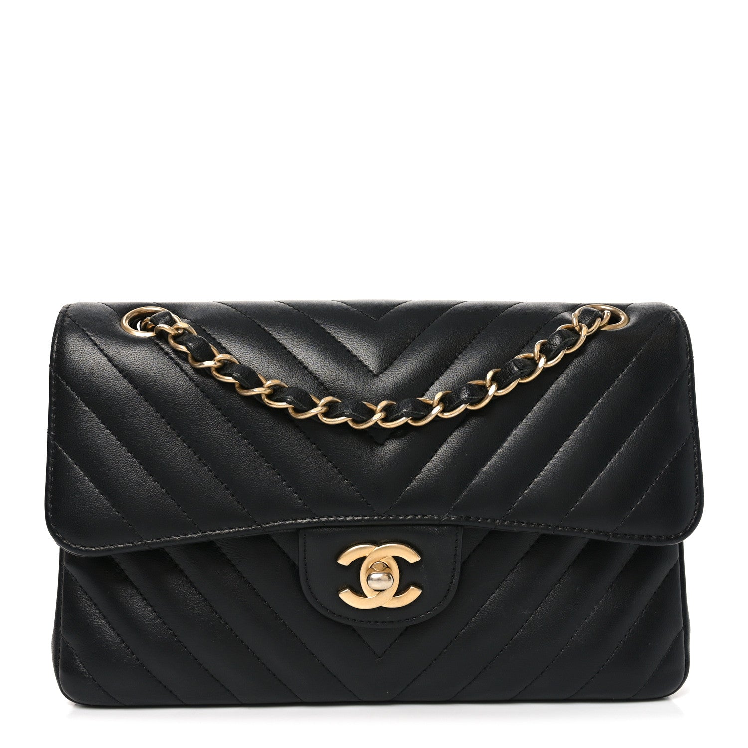 Chanel Lambskin Chevron Quilted Small Double Flap Black 1 of 10