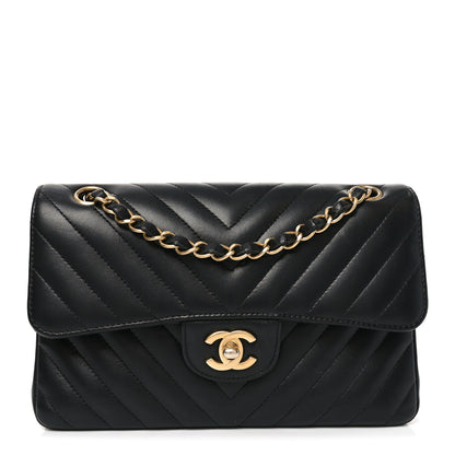 Chanel Lambskin Chevron Quilted Small Double Flap Black 1 of 10