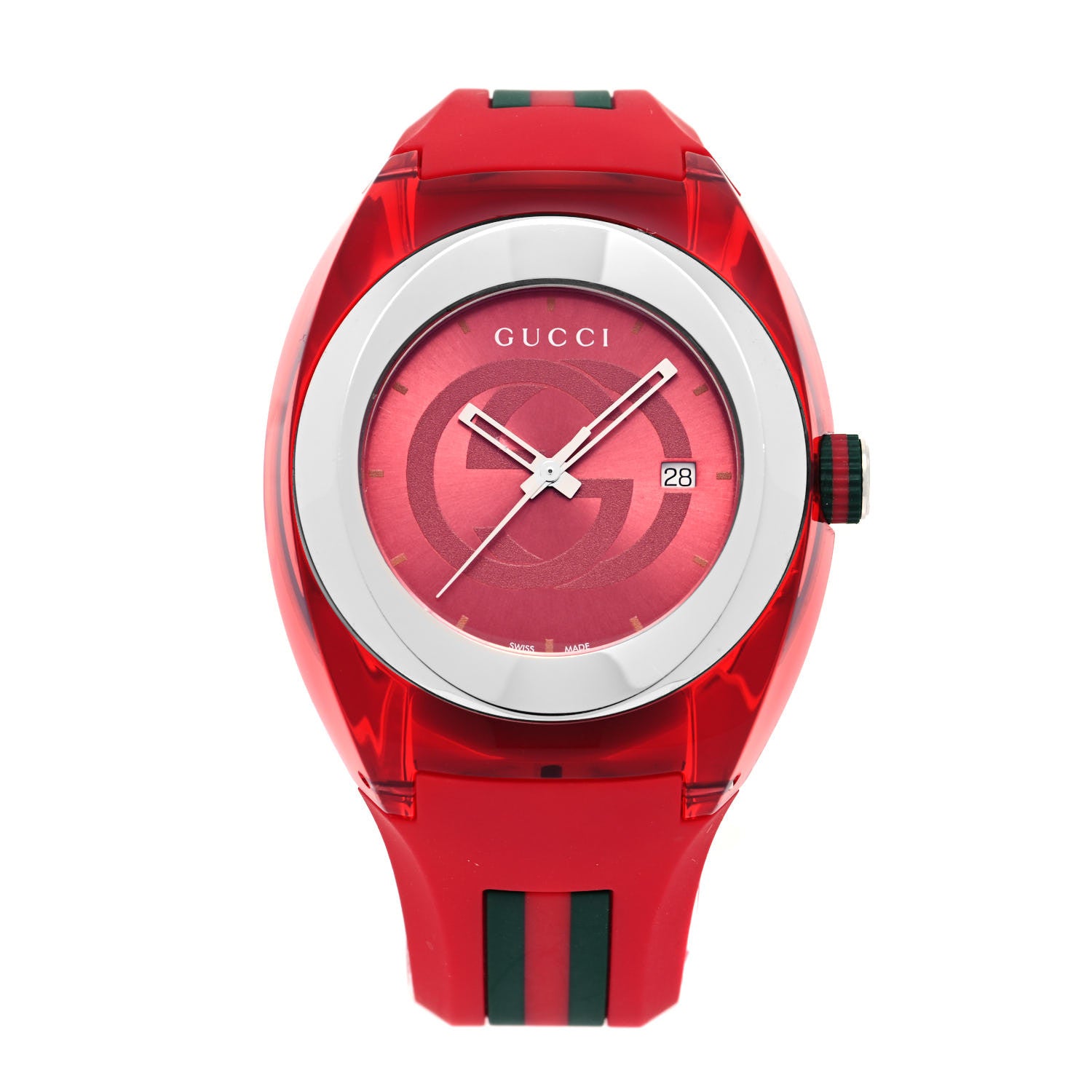 Gucci Stainless Steel Rubber 46mm Sync Web Quartz Watch Red 1 of 5