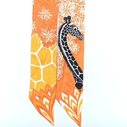 Hermes Silk The Three Graces Twilly Orange Mangue Anthracite 5 of 5