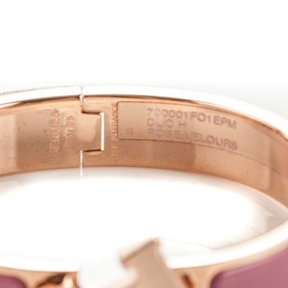 Hermes Enamel Narrow Clic Clac H Bracelet PM Rose Velours 4 of 4