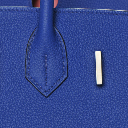 Hermes Togo Horseshoe Birkin 30 Bleu Electrique Rose Lipstick 16 of 29